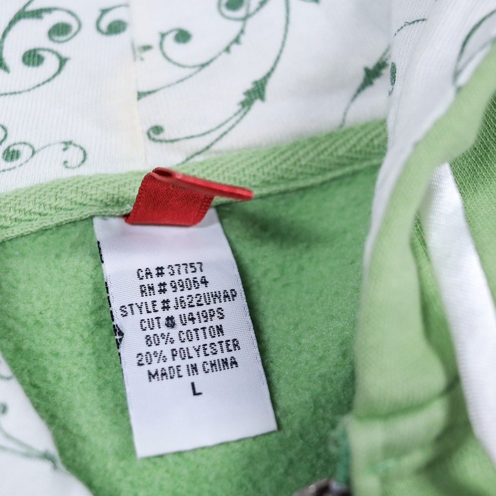 Y2K Billabong Hoodie Women L Green Butterfly Embroidered Zip Up Surf Skater - Picture 5 of 11